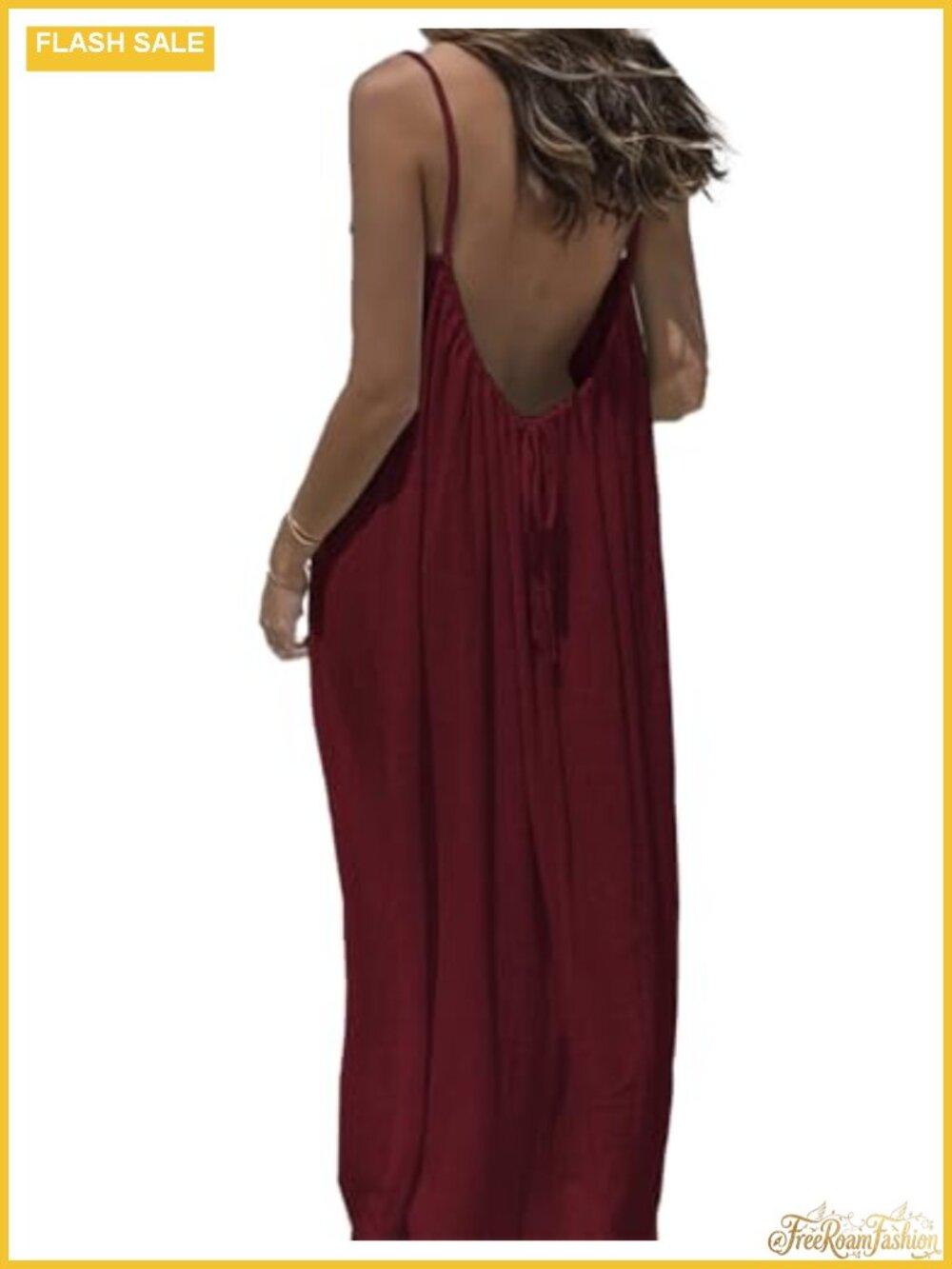 Sleeveless Backless Maxi Sundress Flowy Casual Midi Dress Summer Vacation